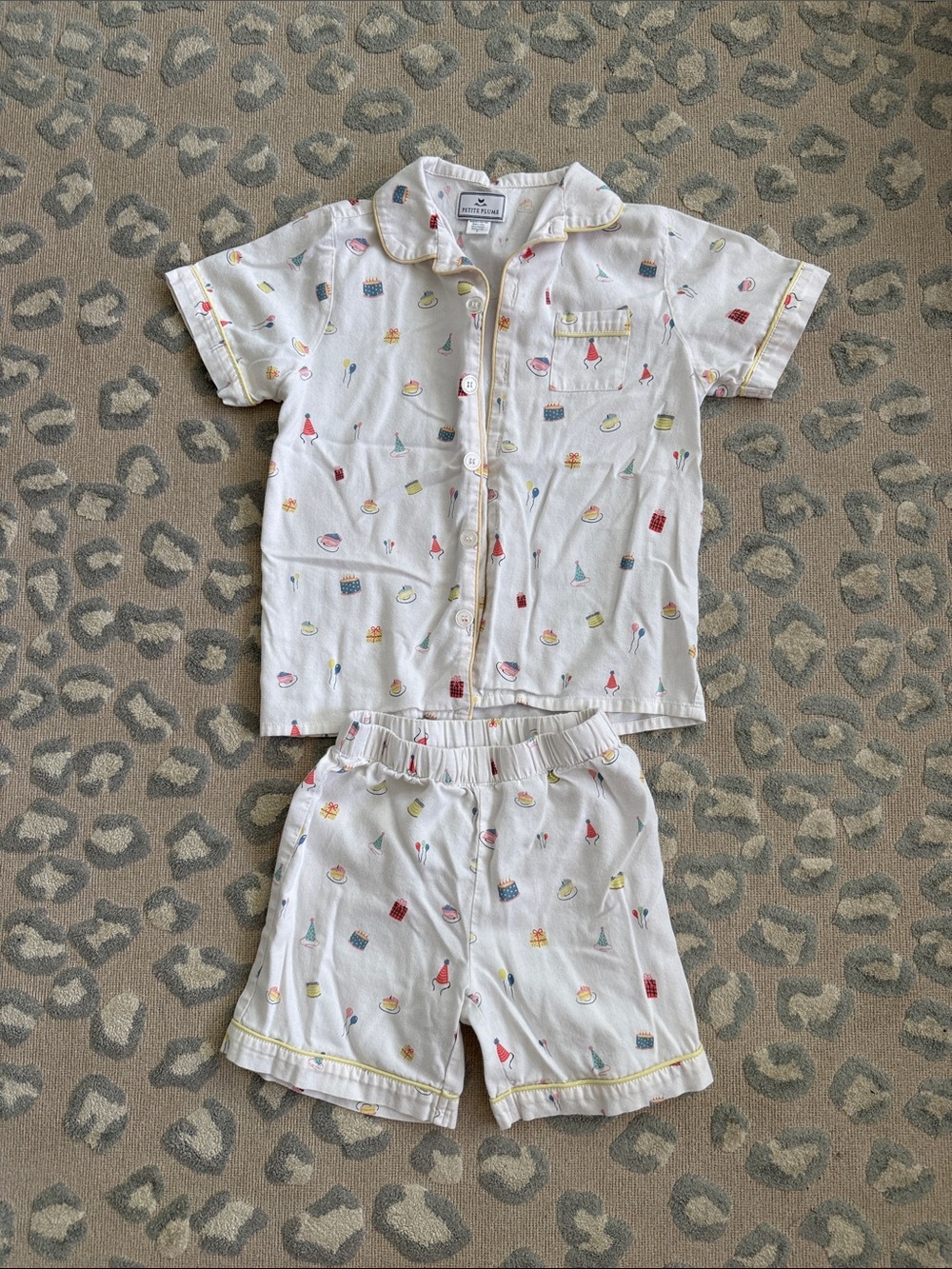 Petite Plume Kids Twill Pajama Short Set in Birthday Wishes